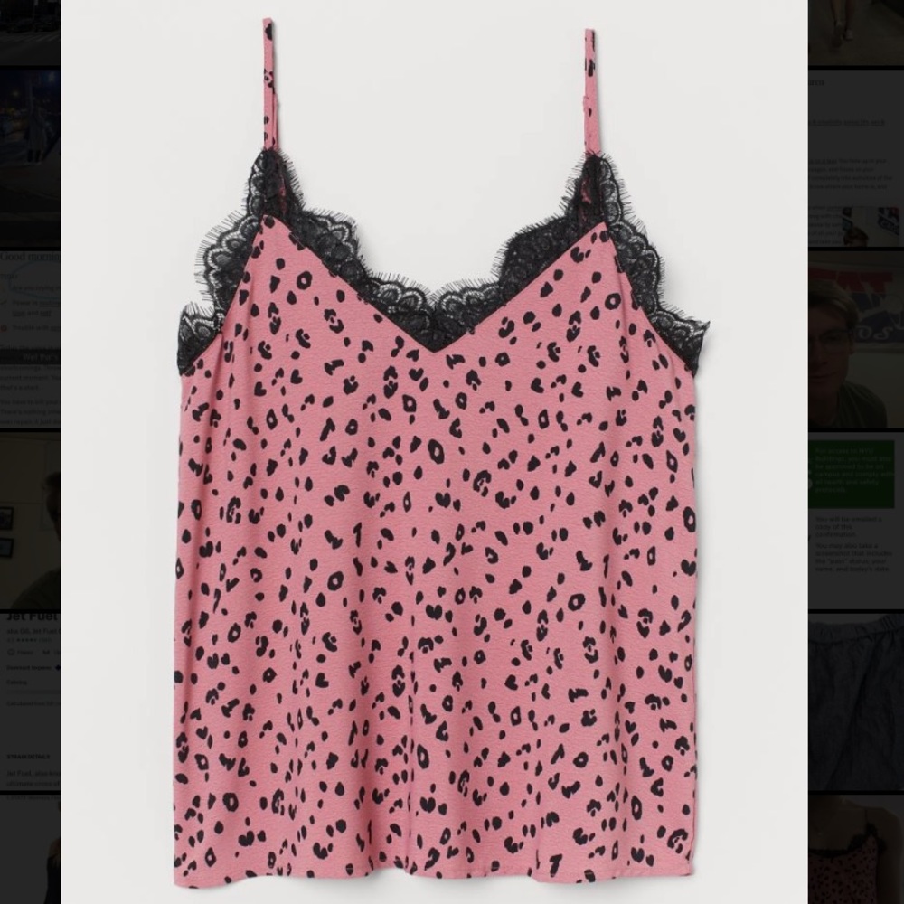 H&M pink leopard cami tank top
